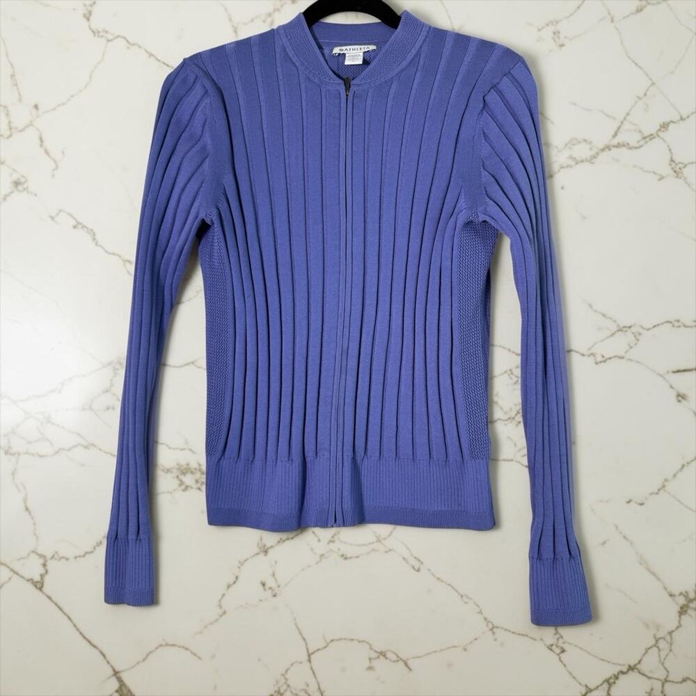 Athleta Women's Fairway Ribbed Full Zip Cardigan Sweater Size M Purple